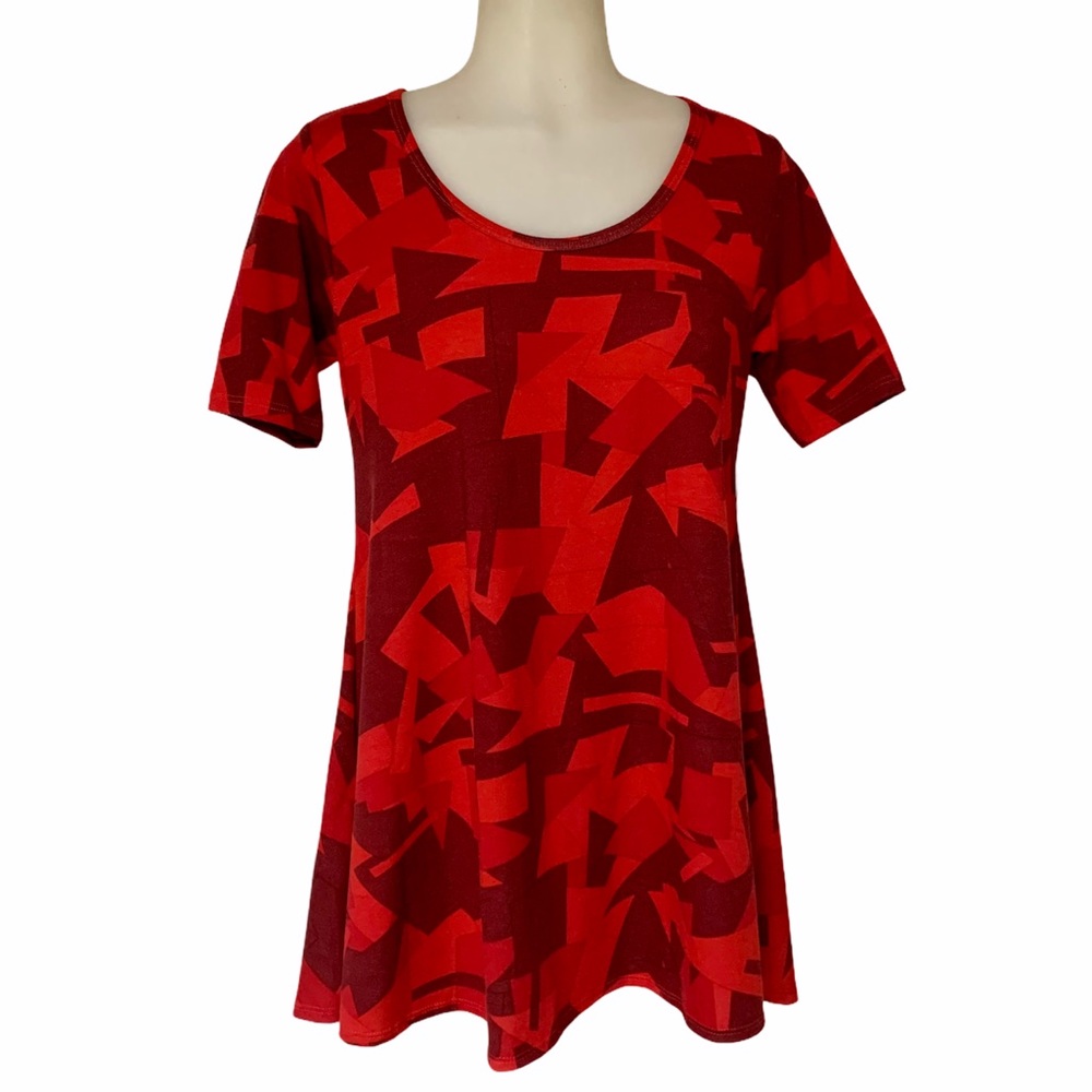 LuLaRoe Perfect High Low Tunic Red Geometric Swing Top …